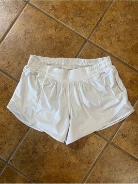 Lululemon White Track High-Rise Lined 4” Inseam Elastic-Waist Athletic Shorts